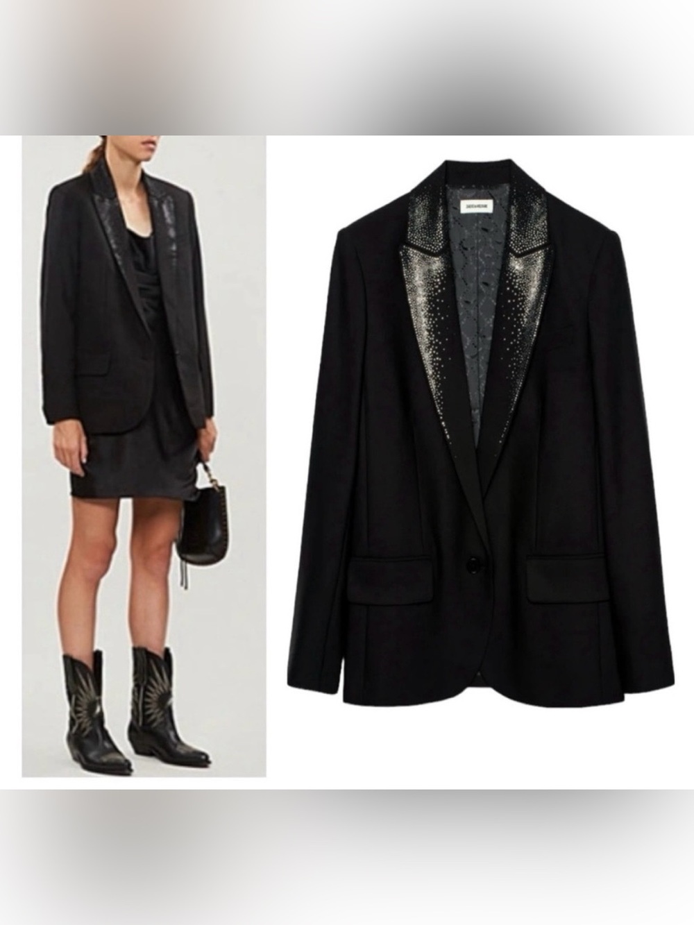 Zadig & Voltaire women’s Black Embellished Collar Blazer - Size 38